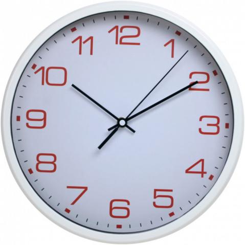 Офисные часы настенные WALLC-R07P круглые, 30.3х30.3см, белый циферблат, белая рамка, плавный ход