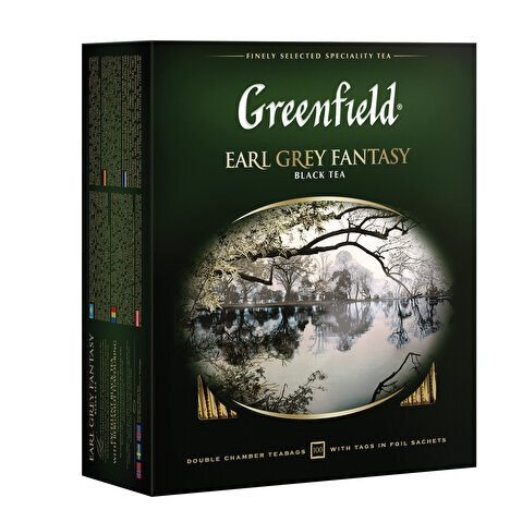 Пакетированный чай черный ароматизированный GREENFIELD Earl Grey Fantasy 100х2г, алюминиевый конверт