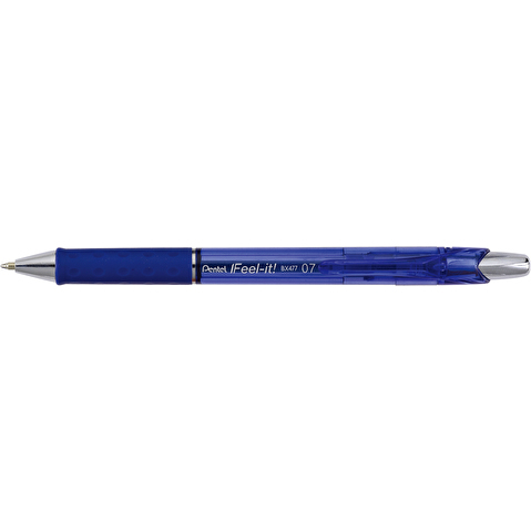 Ручка шариковая автоматическая PENTEL BX477-C, резиновый упор, 0.27/0.7мм, наконечник металл, синяя