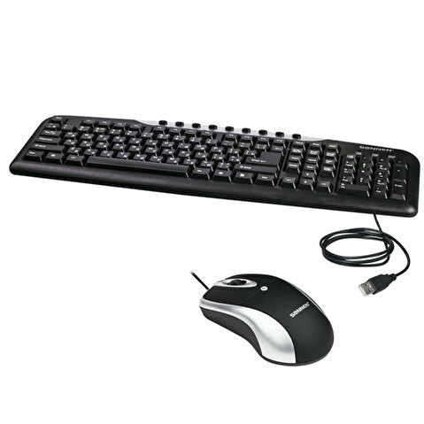 Комплект SONNEN KB-S110: клавиатура проводная + мышь проводная оптическая, USB, Black