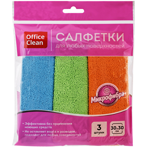 Салфетка OfficeClean, микрофибра, 30х30см, 3шт/уп Салфетка OfficeClean, микрофибра, 30х30см, 3шт/уп