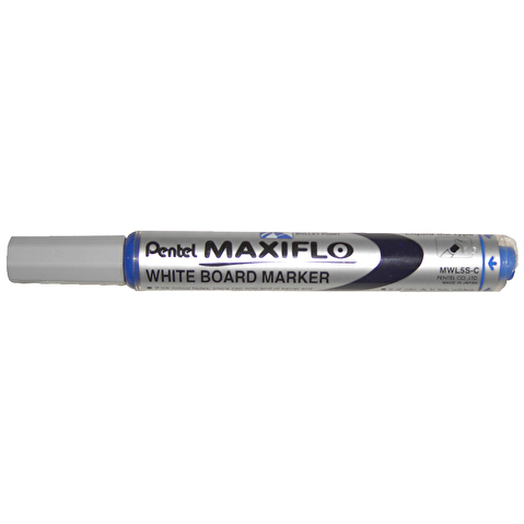 Маркер для доски PENTEL MWL5S-C Maxiflo, жидкие чернила, круглый наконечник, кнопка подкачки чернил, 4.0мм, синий