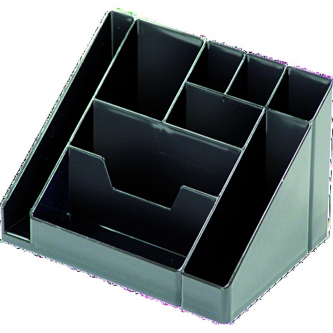 Подставка-органайзер СТАММ КАСКАД, 9 отделений, пластик, без наполнения, черная