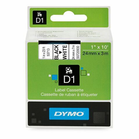 Лента для этикет-принтеров DYMO D1 для Pocket/3500/LM100/LM150/LP350/LM210D, 24мм х 7м, черный/белый, пластик (S0720930)