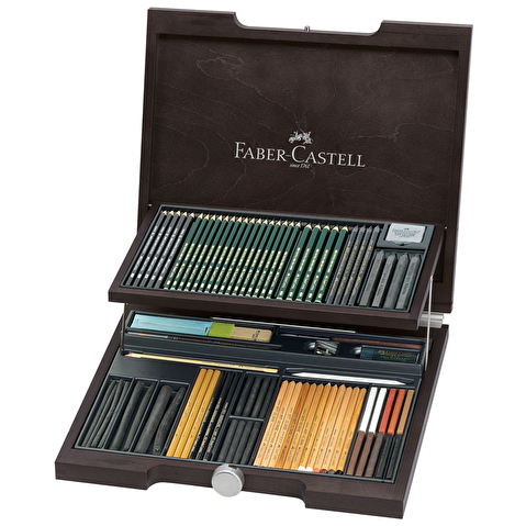 Набор художественных изделий Faber-Castell Pitt Monochrome, 85 предметов, в деревянной коробке