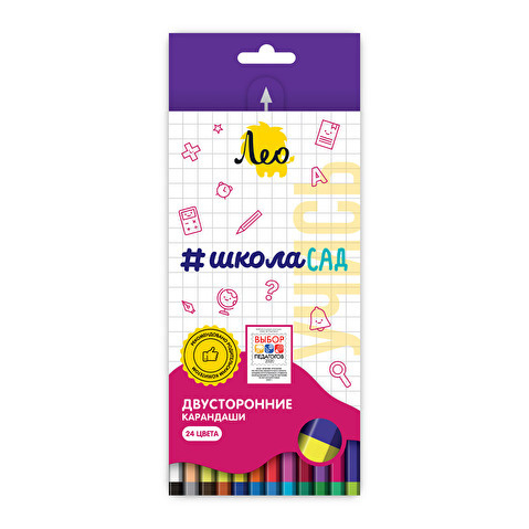 "Лео" "ШколаСад" Набор двусторонних карандашей LSDCP-12 заточенный 24 цв.