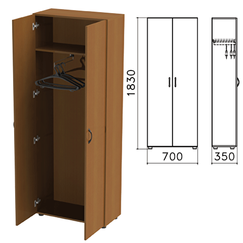 Шкаф для одежды КАНЦ, 700х350х1830мм, цвет орех