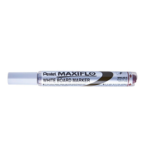 Маркер для доски PENTEL MWL5S-E Maxiflo, жидкие чернила, круглый наконечник, кнопка подкачки чернил, 4.0мм, коричневый