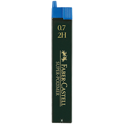 Грифели для механических карандашей Faber-Castell Super-Polymer, 2H, 0.7мм, 12шт/уп