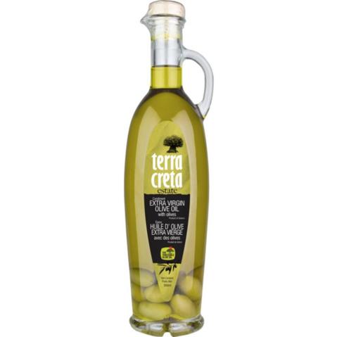 Масло оливковое TERRA CRETA Extra Virgin, с зелеными оливками, стекло, 0.5л