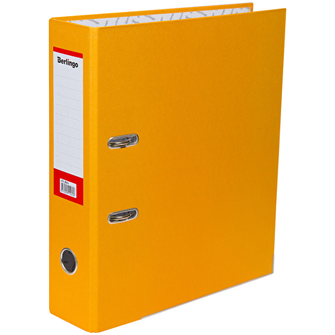 Папка-регистратор BERLINGO Hype  картон,  А4,  80мм, крафт-бумага, оранжевая, с металлическим уголком