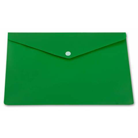 Папка-конверт на кнопке  А4, пластик, 0.18мм, непрозрачный, однотонный, зеленая
