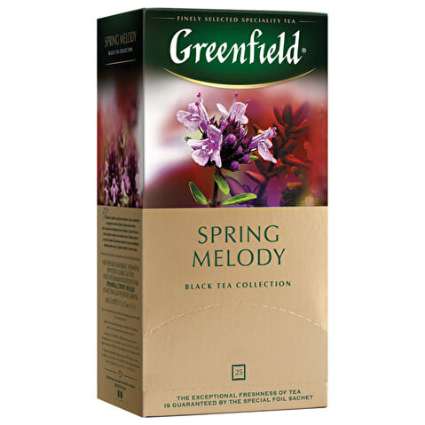 Пакетированный чай трявяной черный GREENFIELD Spring Melody 25х2г, алюминиевый конверт