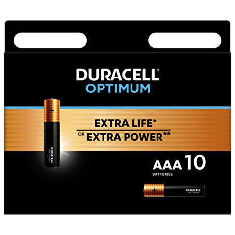 Батарейка DURACELL AAA/LR03, 1.5V, Optimum, алкалиновая,  10шт/уп