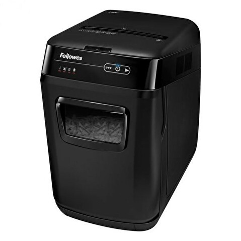 Уничтожитель документов FELLOWES AutoMax 130C, 4х51мм, 130 листов 70г/м2, 32л, секретность 3, скобы, скрепки, пласт. карты, CD/DVD-диски (FS-4680101)