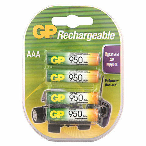 Аккумулятор GP AAA  95АААНС, 950mAh, 4шт/уп