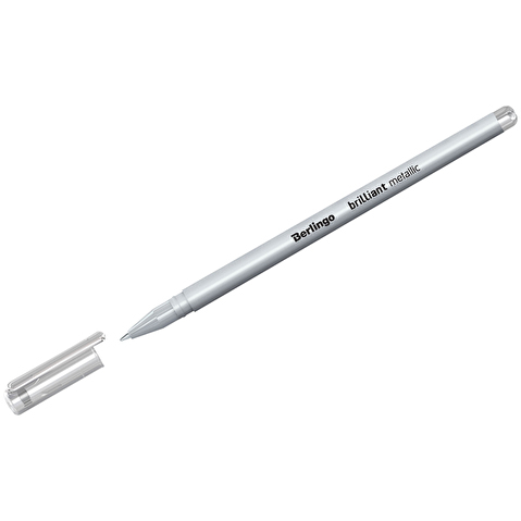 Ручка гелевая BERLINGO Brilliant Metallic, 0,8мм, серебро металлик