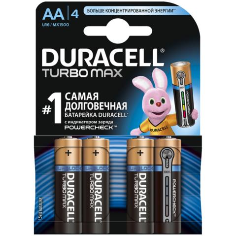 Батарейка DURACELL AA/LR6/MN1500, TURBO Max, 1.5V, алкалиновая,  4шт/уп