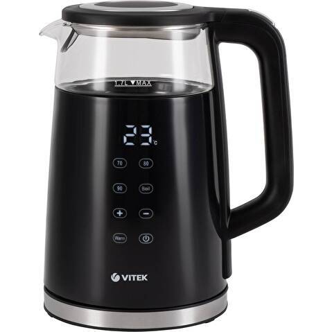 Чайник электрический Vitek VT-8827 1.7л. 2200Вт черный корпус: стекло/металл