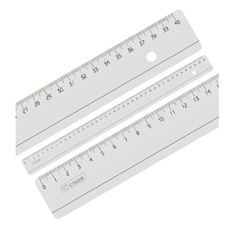 Линейка пластиковая СТАММ, прозрачная, бесцветная, 40см (ЛН53/ЛН-31433)
