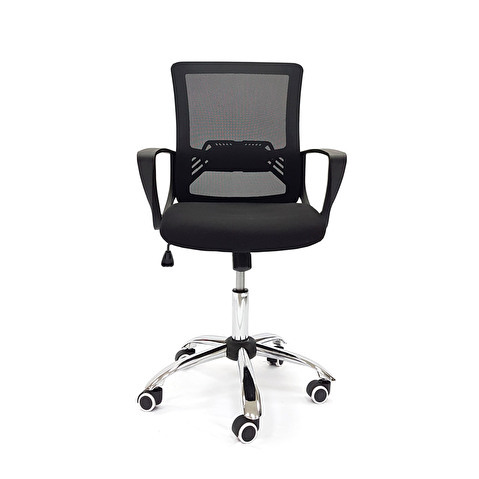 Кресло офисное RT -2005, крестовина хром, ТопГан, максимальная нагрузка 120кг, ткань черная/сетка черная