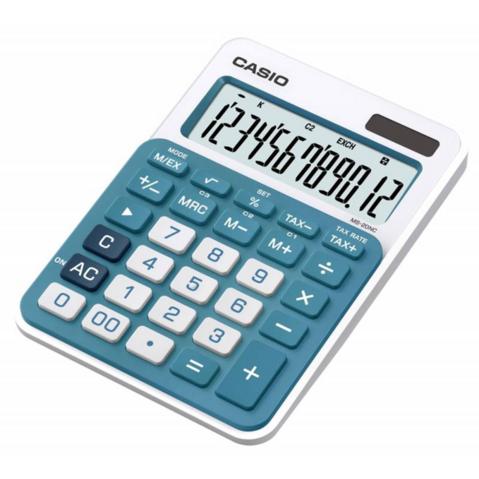 Калькулятор настольный 12 разр. CASIO MS-20NC-BU, двойное питание, 104.5x22x149.5мм, белый/синий