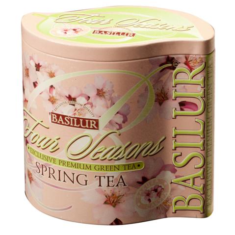 Чай зеленый ароматизированный BASILUR Времена года - Весенний (сакура), 100г, листовой, жестяная банка