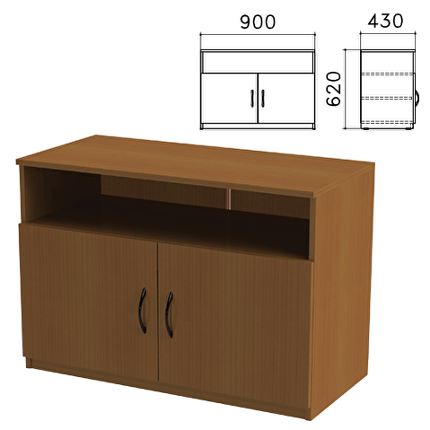 Тумба для оргтехники КАНЦ, 900х430х620мм, 2 двери, полка, цвет орех