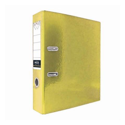 Папка-регистратор INDEX  картон ламинированный,  А4,  80мм, желтая, без металлического уголка