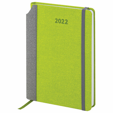 Ежедневник датированный BRAUBERG Mosaic, 2022г, А5, под кожу, карман для ручки, зеленый