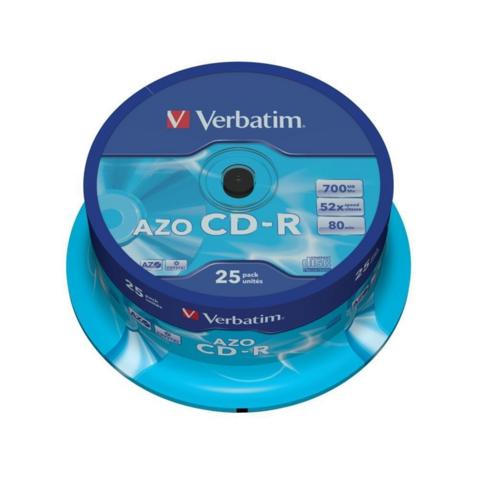 Записываемый компакт-диск в боксе CD-R VERBATIM 700МБ, 80мин, 52x,   25шт/уп, DL+, (43352)
