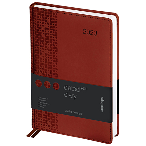 Ежедневник датированный Berlingo Vivella Prestige, 2023г, А5, 184л., кожзам, коричневый