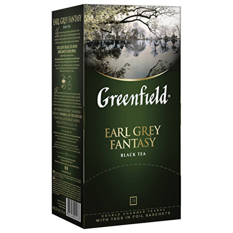 Пакетированный чай черный ароматизированный GREENFIELD Earl Grey, с ароматом бергамота, 25х2г, алюминиевый конверт