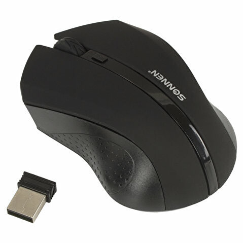 Мышь беспроводная оптическая SONNEN WM-250Bk,  1600dpi, 3 кнопки + 1 колесо-кнопка, USB, черная