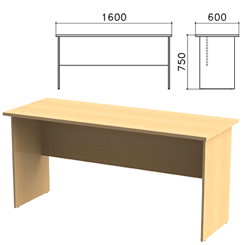 Стол рабочий КАНЦ 1600х600х750мм, цвет бук
