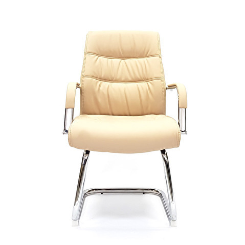 Конференц-кресло RT-333BS, полозья хром, максимальная нагрузка 120кг, экокожа бежевая
