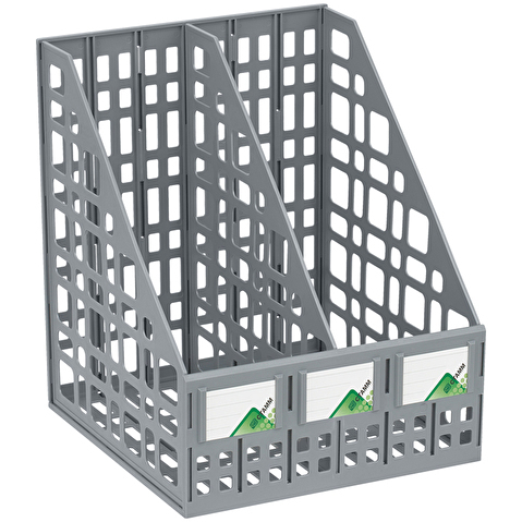 Вертикальный лоток для бумаг СТАММ ЛТВ-01480/ЛТ815, ширина 245мм, сборный, 2 секции, сетчатый, серый