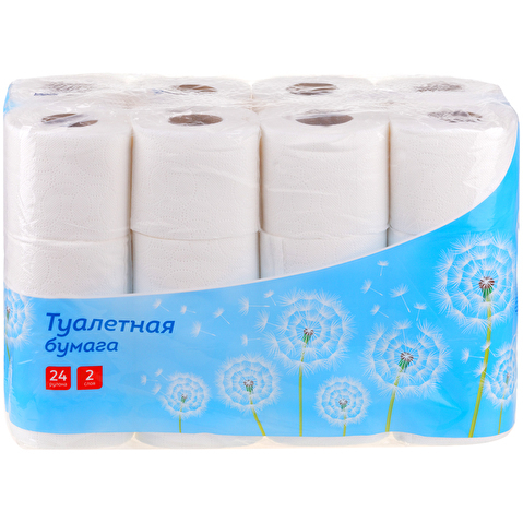 Бумага туалетная OfficeClean, 2-слойная,  24рул/уп, тиснение, белая