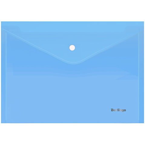 Папка-конверт на кнопке BERLINGO Starlight, А4, 180мкм, прозрачная голубая
