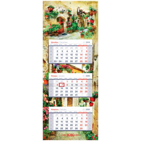 Календарь настенный квартальный OfficeSpace Люкс, 2020г, 3-блочный, на склейке, с бегунком, Province