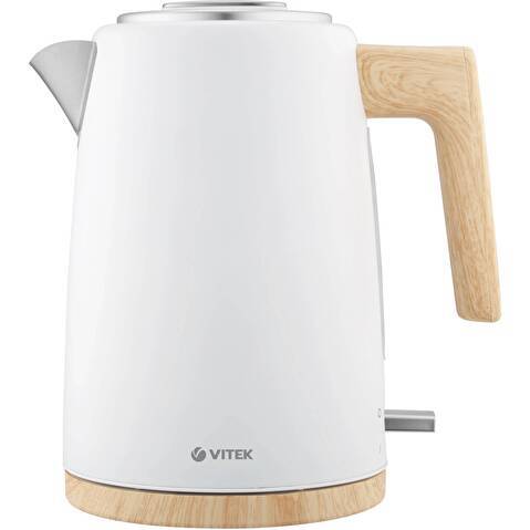 Чайник электрический Vitek VT-1154 1.7л. 2200Вт белый/дерево корпус: металл/пластик