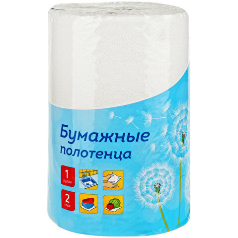 Полотенце бумажное рулонное OfficeClean XXL, 2-слойное, 35м, 1шт/уп, тиснение, белое