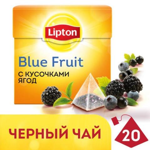 Пакетированный чай фруктовый черный LIPTON Blue Fruit 20х1.8г, в пирамидках