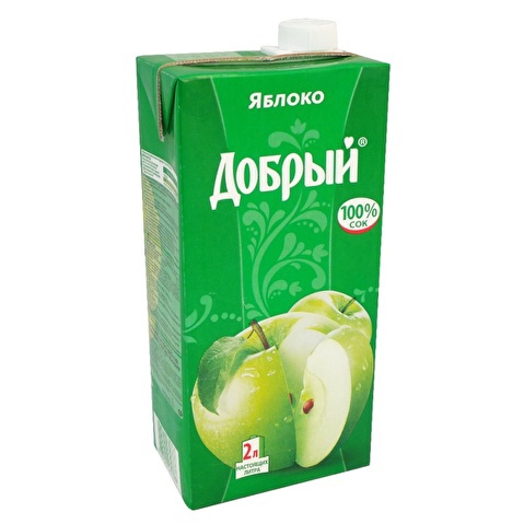 Сок ДОБРЫЙ, 2л, яблоко, 6шт/уп