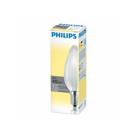 Лампа накаливания PHILIPS 40W/E14,  матовая, свеча