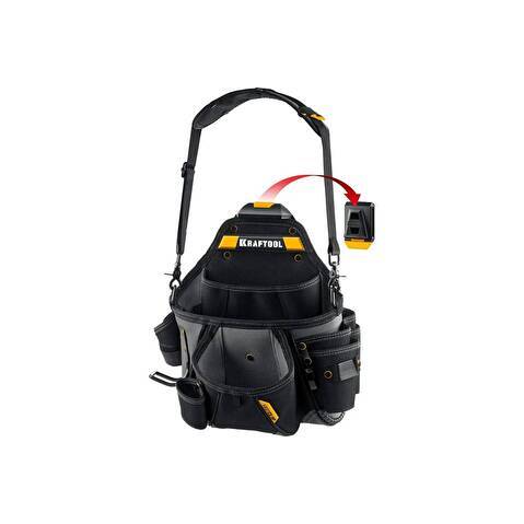 Поясная сумка KRAFTOOL KPB-20 320x310 мм с быстросъёмным креплением FastClip, плечевой ремень, 20 карманов и петель (38767)