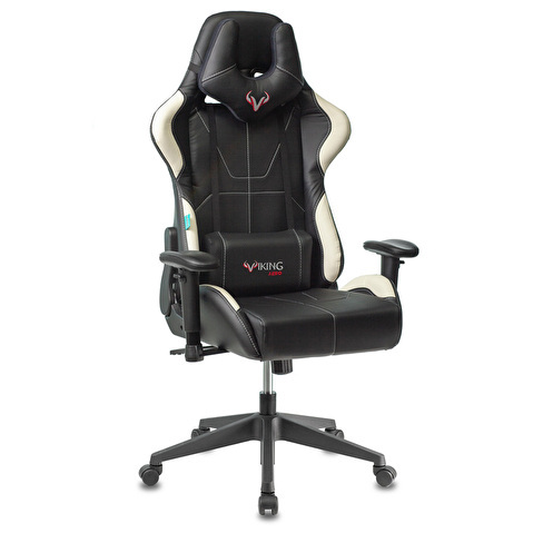 Кресло игровое Zombie VIKING 5 AERO, с подголовником, эко.кожа черная/белая, до 120кг