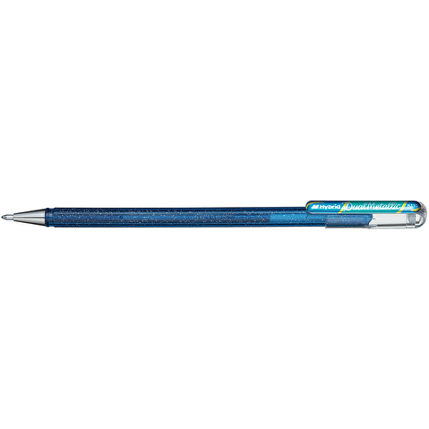 Ручка гелевая PENTEL K110-DCX Hybrid Dual Metallic, 0.5/1.0мм, гибридные чернила "хамелеон", синий + зеленый металлик