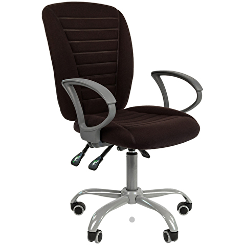 Кресло офисное CHAIRMAN 9801, крестовина серебро, D-образные подлокотники, ткань черная (JP 15-2)