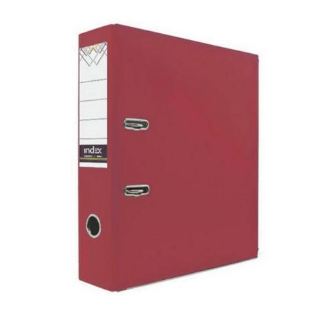 Папка-регистратор INDEX  бумвинил,  А4,  80мм, с металлическим уголком, красная